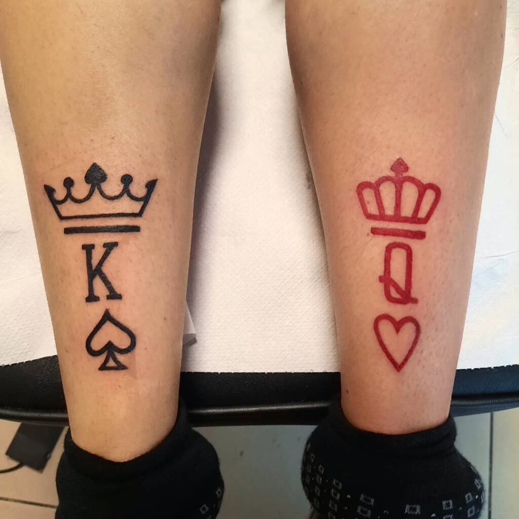 king and queen card tattoos for couples
