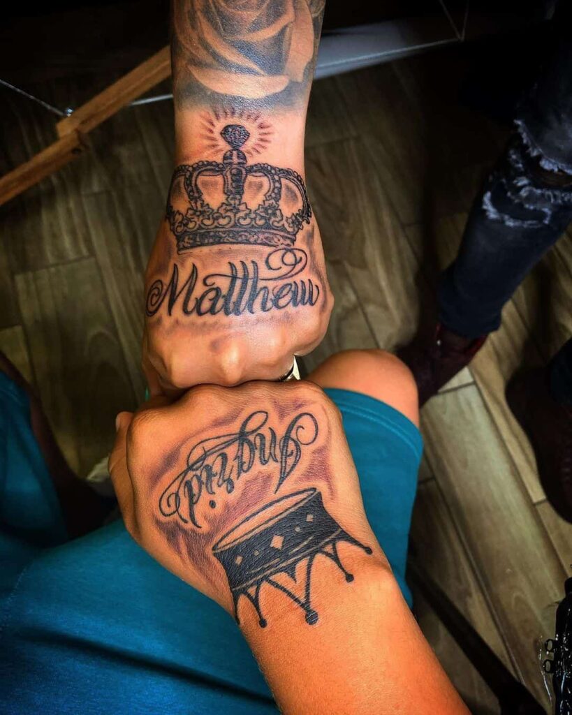 husband and wife King and queen tattoos