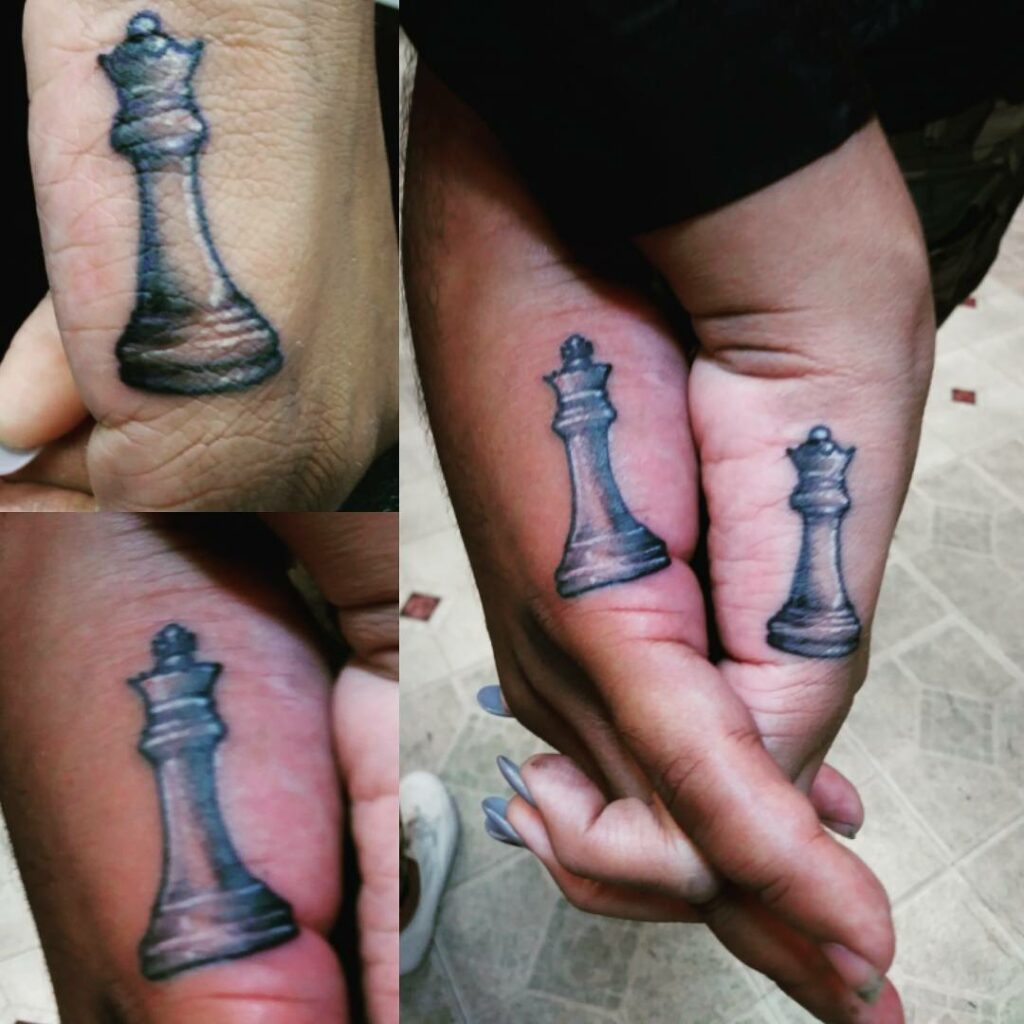 king and queen chess pieces tattoo designs