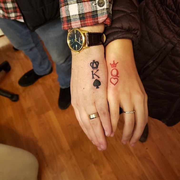 king and queen matching tattoos for couples