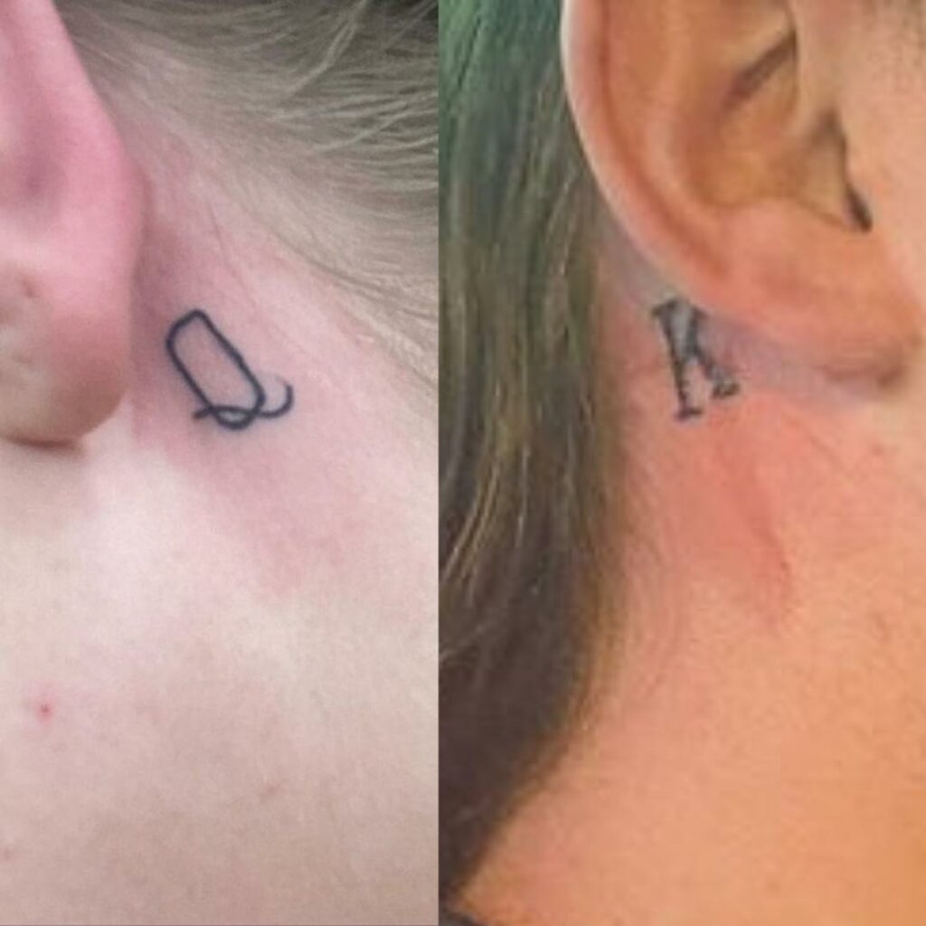 king and queen tattoos behind ear