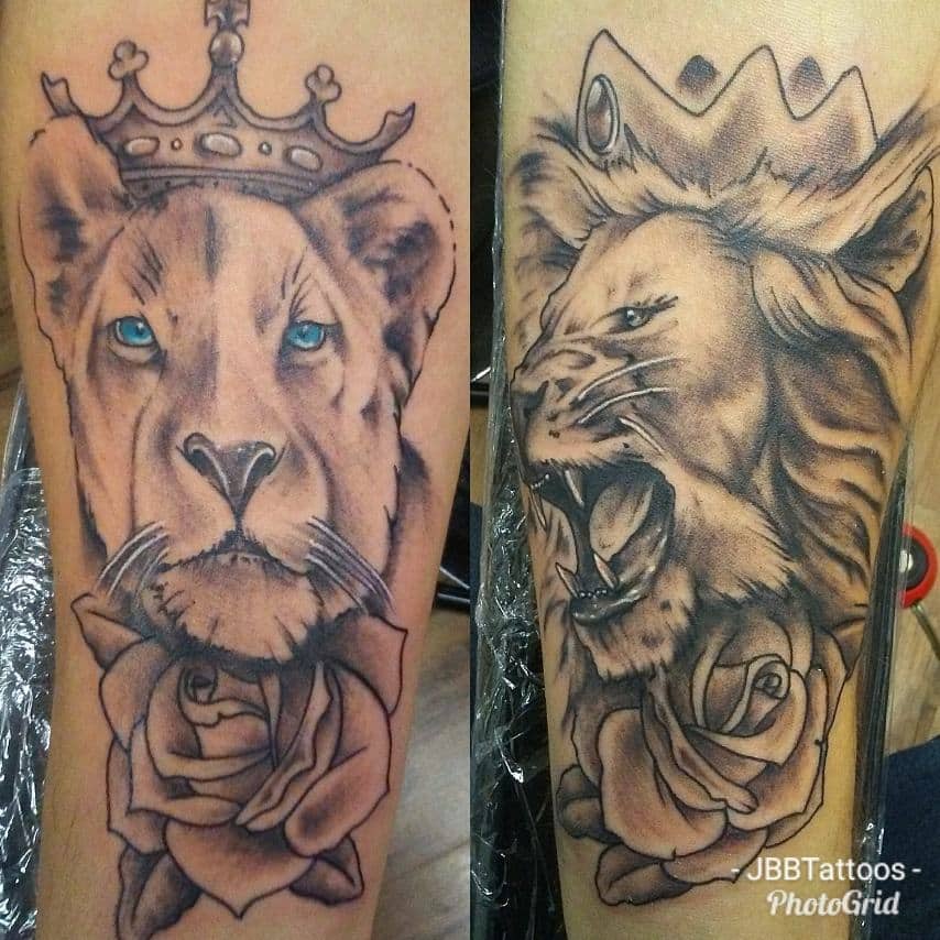 king and queen tattoos lions