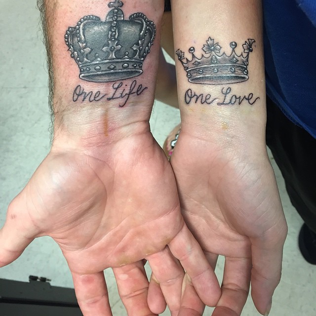 king and queen tattoos on arm