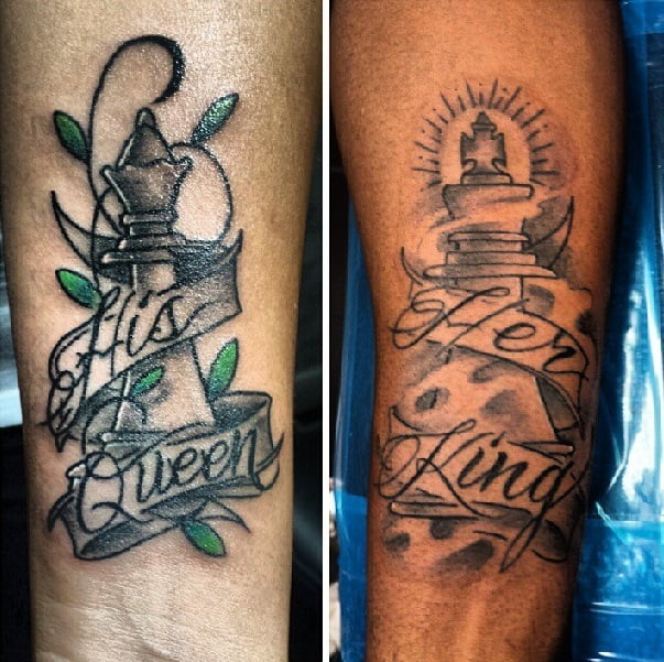 king and queen tattoos on hand