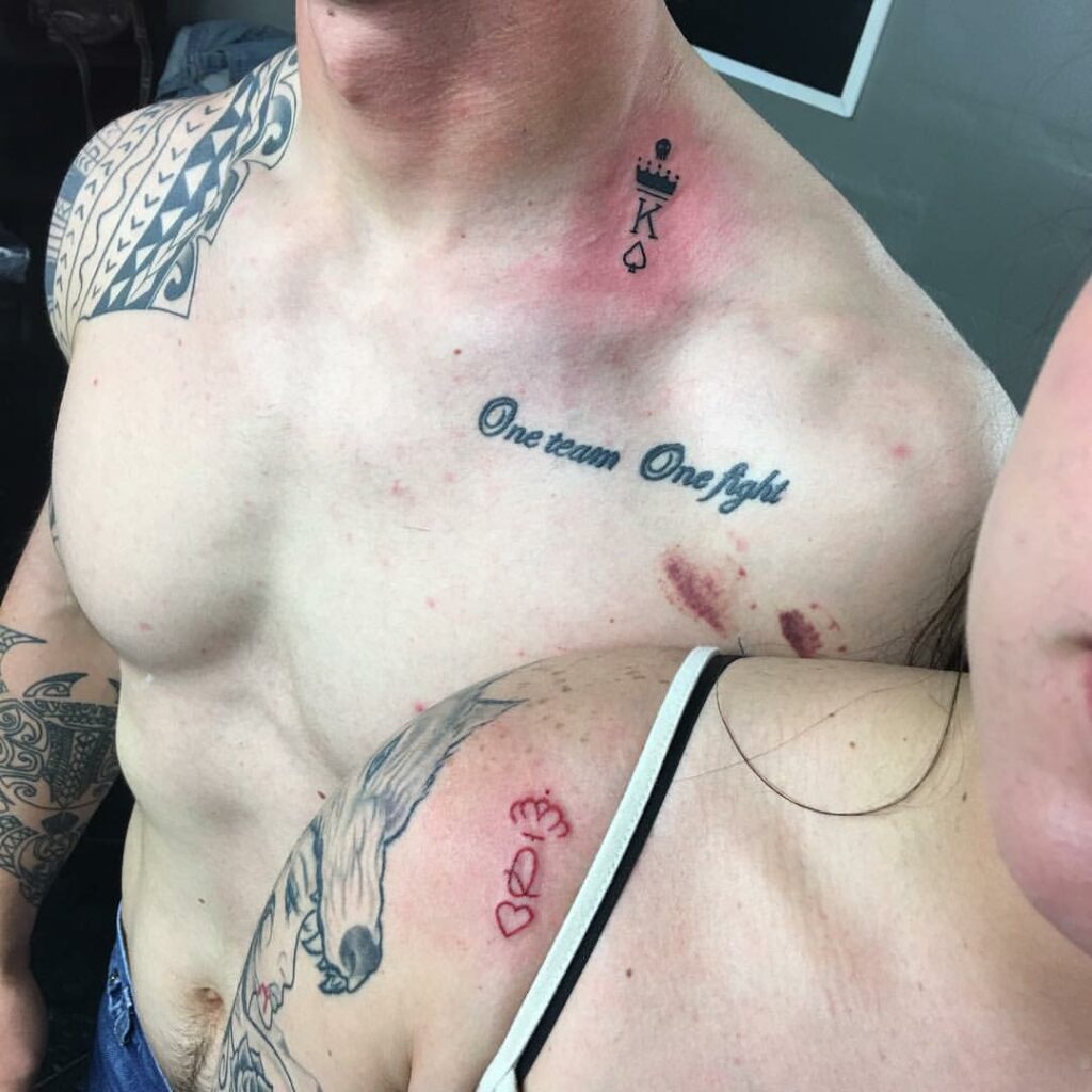 king and queen tattoos on neck