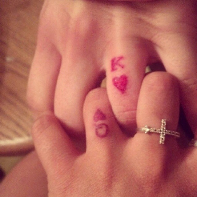 king and queen tattoos ring finger