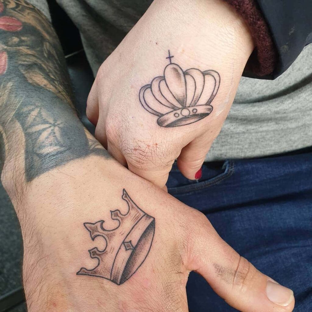 matching king and queen crown tattoo images
