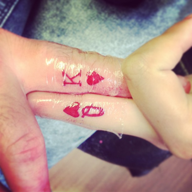 matching king and queen of hearts tattoos