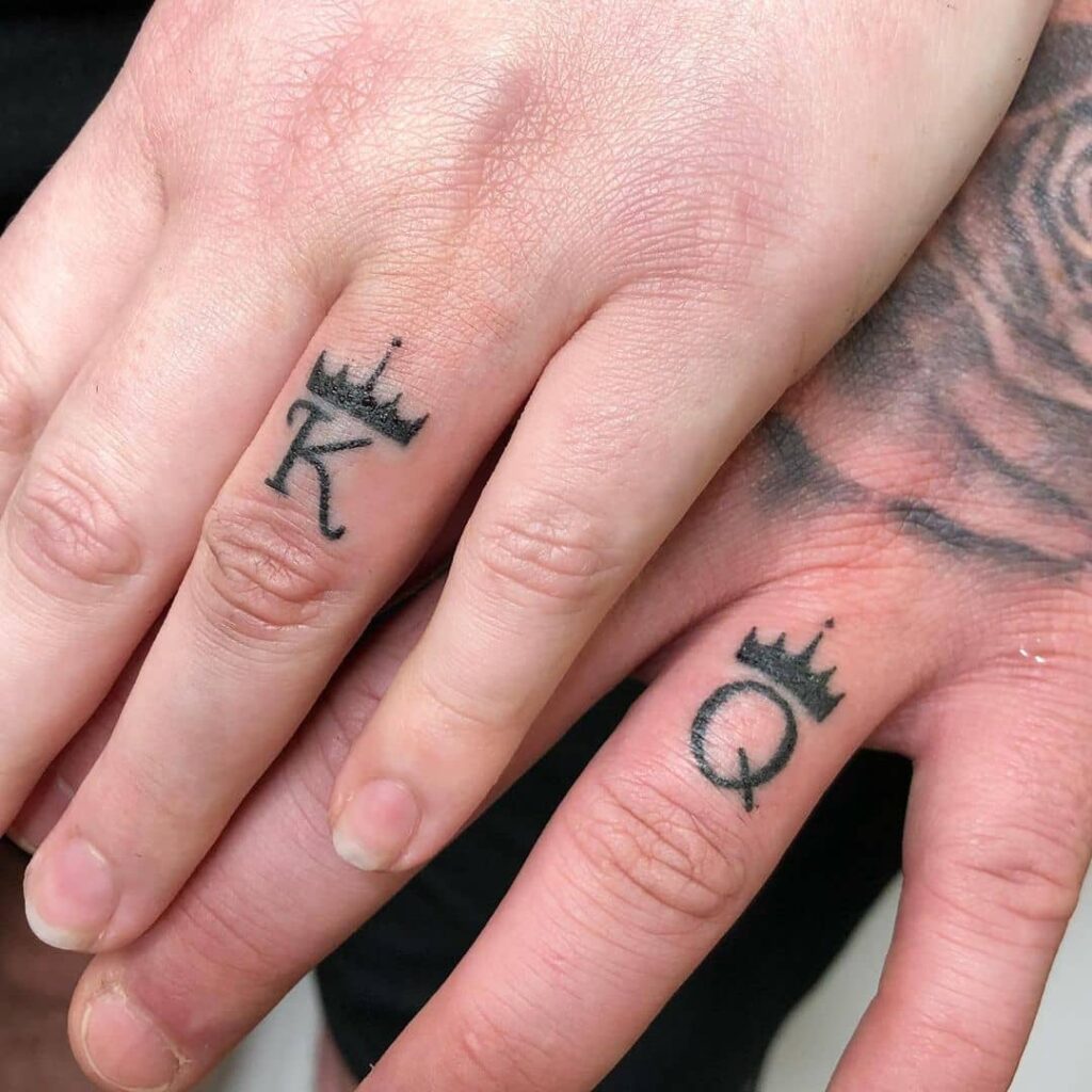 king and queen tattoos on finger